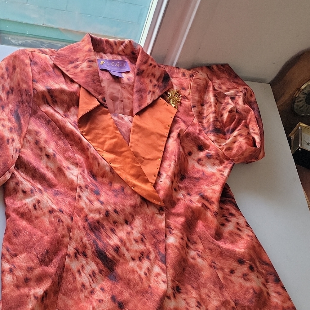 Women's Orange Animal Print Top Size 20 S.o.g.i.c Suits Of God In Church With Pi